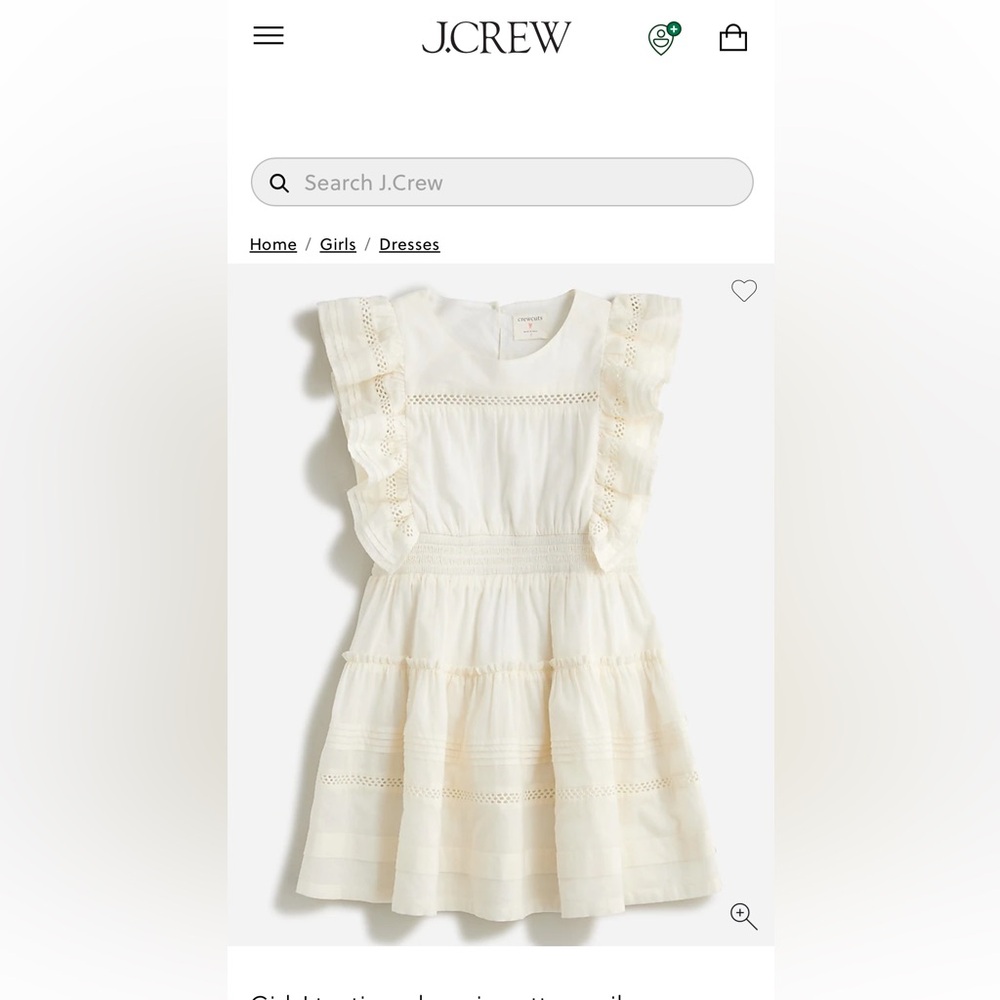 J. Crew Girls' Cream Lace-Trim Tiered Dress